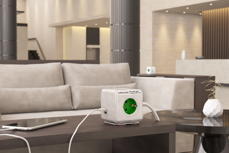 Cubenest PowerCube Extended USB A+C PD 20 W 1,5 m Type F green