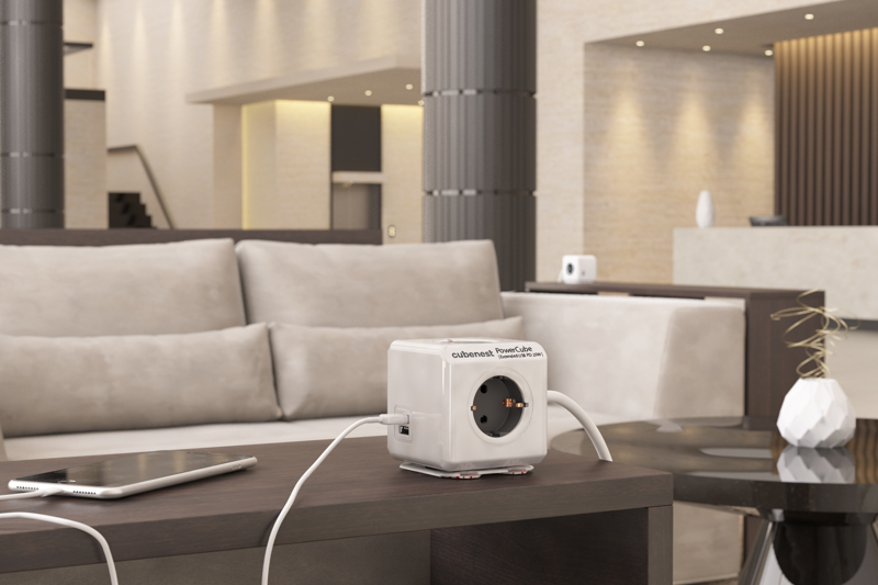 Cubenest PowerCube Extended USB A+C PD 20 W 1,5 m Type F grey