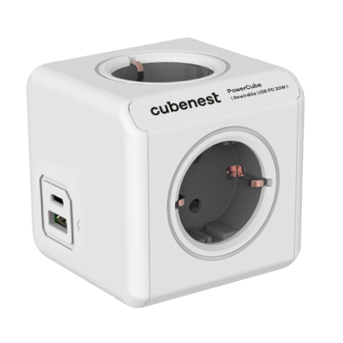 Cubenest PowerCube Rewirable USB A+C PD 20 W Type F grey